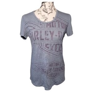 Harley Davidson Women's T-Shirt Short Sleeve Top SZ M Green Biker Motorcycle